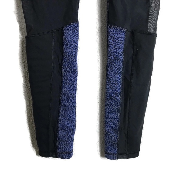 Calia Black/Blue Wide‎ Waistband Nylon Spandex Textured Mesh Leggings Small - Picture 7 of 9